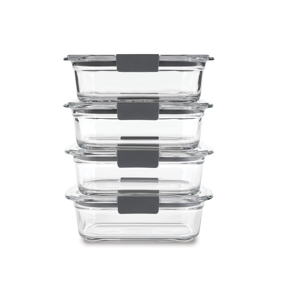 Rubbermaid Brilliance Glass Food Storage Containers with Lids, 3.2 Cup, 4 Pack (8 Pieces Total)